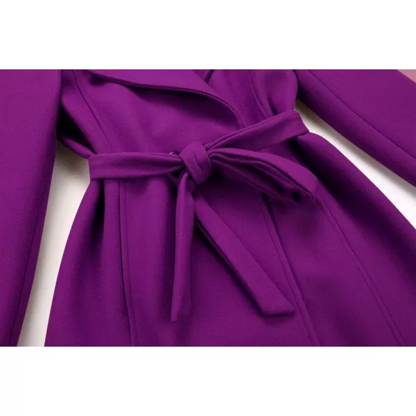 IDEALSANXUN Long Wool Jackets for Womens Faux Fur Collar Slim Fit Pea Coat OutwearPurple