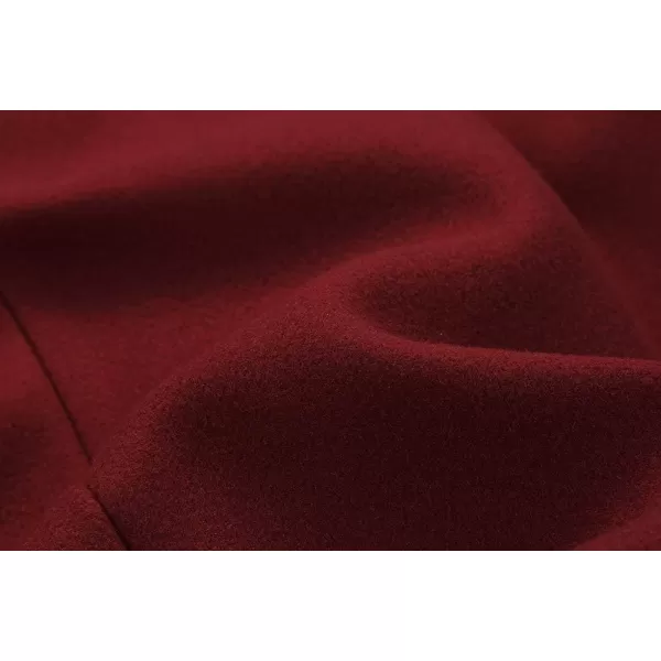 IDEALSANXUN Long Wool Jackets for Womens Faux Fur Collar Slim Fit Pea Coat OutwearWine