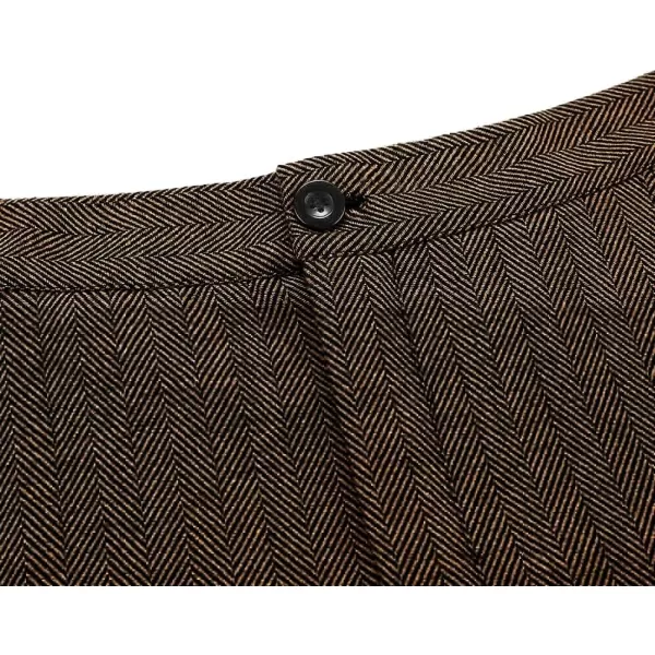 IDEALSANXUN Long Wool Skirts for Womens Fall Winter High Waist Vintage Pleated SkirtsDark Coffee 2