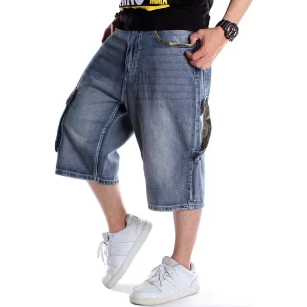 IDEALSANXUN Mens 34 Denim Shorts BigampTall Loose Fit Jeans ShortsBlue 101