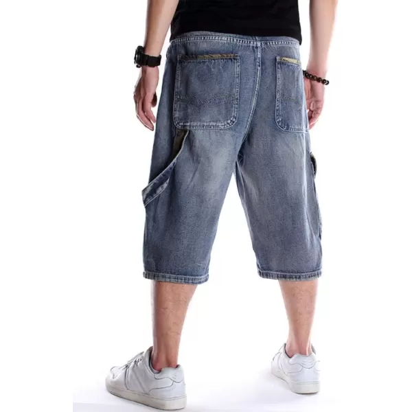 IDEALSANXUN Mens 34 Denim Shorts BigampTall Loose Fit Jeans ShortsBlue 101
