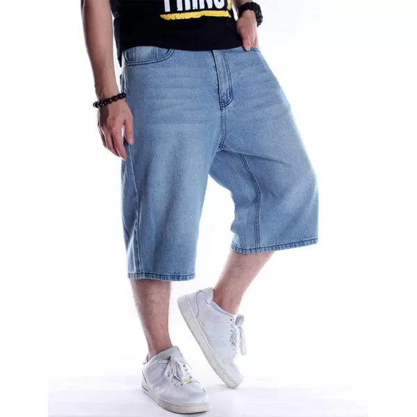 IDEALSANXUN Mens 34 Denim Shorts BigampTall Loose Fit Jeans ShortsLight Blue