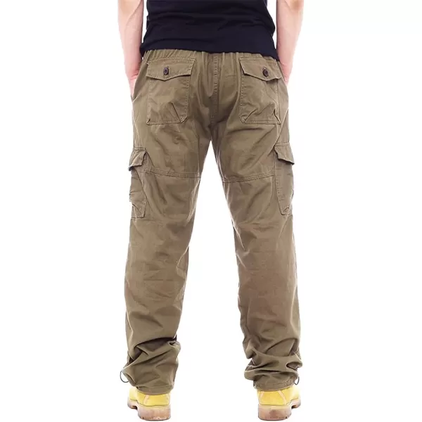 IDEALSANXUN Mens Cargo Pants Casual Elastic Waist Loose Straight Leg Cargo PantsArmy Yellow