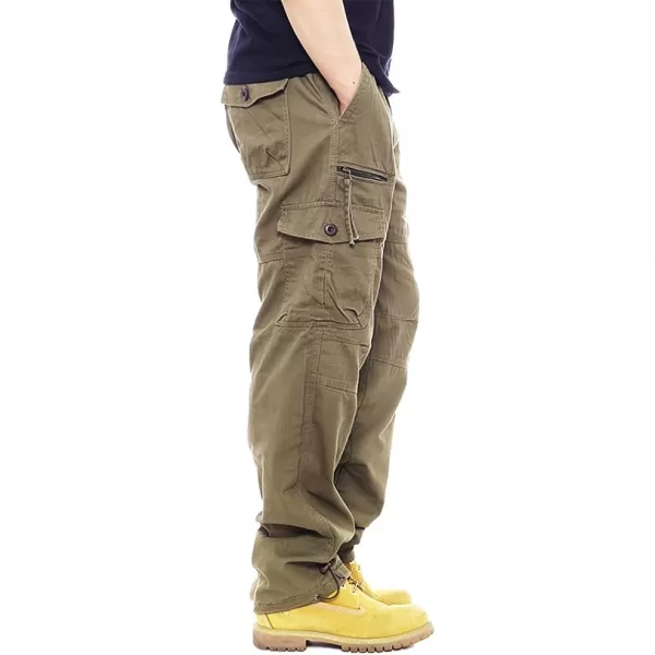 IDEALSANXUN Mens Cargo Pants Casual Elastic Waist Loose Straight Leg Cargo PantsArmy Yellow