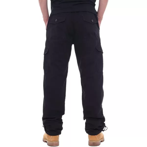 IDEALSANXUN Mens Cargo Pants Casual Elastic Waist Loose Straight Leg Cargo PantsBlack