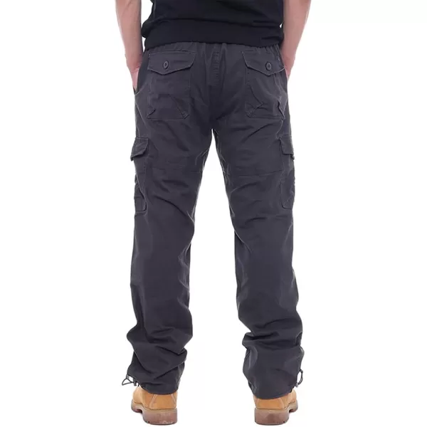 IDEALSANXUN Mens Cargo Pants Casual Elastic Waist Loose Straight Leg Cargo PantsDark Grey