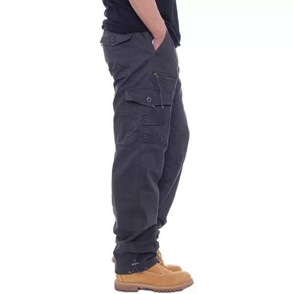 IDEALSANXUN Mens Cargo Pants Casual Elastic Waist Loose Straight Leg Cargo PantsDark Grey