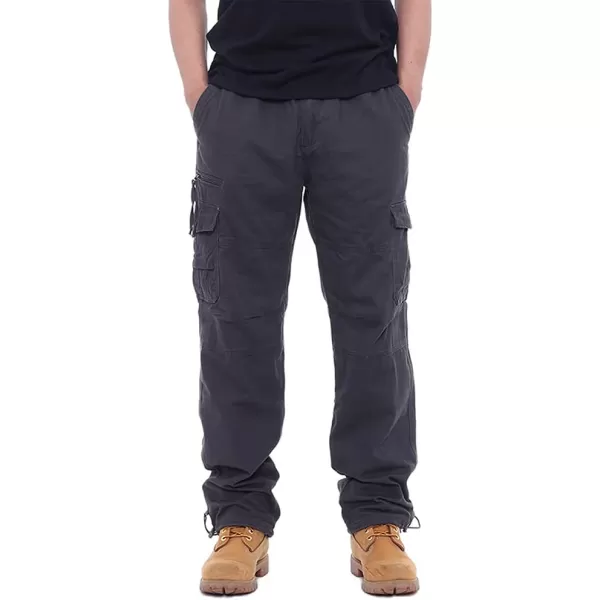 IDEALSANXUN Mens Cargo Pants Casual Elastic Waist Loose Straight Leg Cargo PantsDark Grey