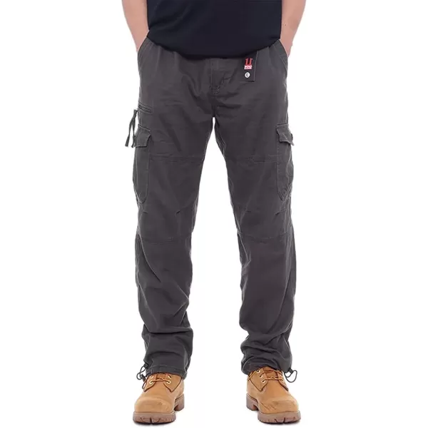 IDEALSANXUN Mens Cargo Pants Casual Elastic Waist Loose Straight Leg Cargo PantsGrey Green