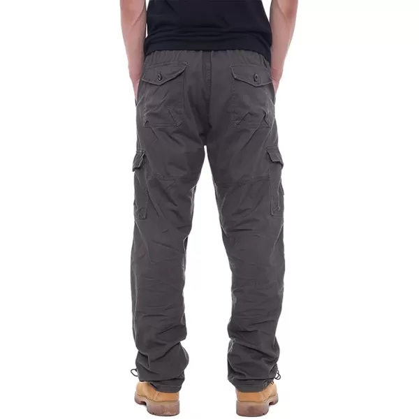 IDEALSANXUN Mens Cargo Pants Casual Elastic Waist Loose Straight Leg Cargo PantsGrey Green