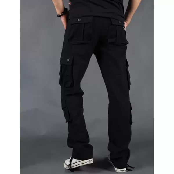 IDEALSANXUN Mens Cargo Pants Relaxed Fit Streetwear Hiking Travel Baggy Cargo PantsBlack