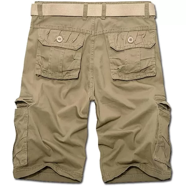 IDEALSANXUN Mens Cargo Shorts Casual Relaxed Fit Cotton ShortsKhaki