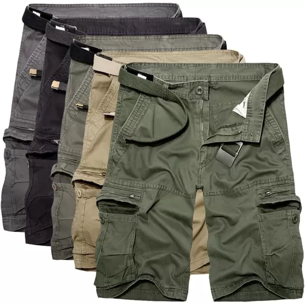 IDEALSANXUN Mens Cargo Shorts Casual Relaxed Fit Cotton ShortsKhaki