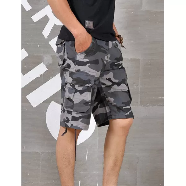 IDEALSANXUN Mens Casual Fifth Camo Cargo ShortsBlue