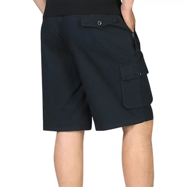 IDEALSANXUN Mens Casual Loose Cotton Cargo Shorts with Elastic WaistDeep Blue