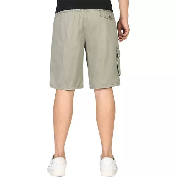 IDEALSANXUN Mens Casual Loose Cotton Cargo Shorts with Elastic WaistKhaki