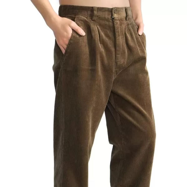 IDEALSANXUN Mens Casual Pants Pleated Front Corduroy Baggy Pants Brown 40Wx32LIDEALSANXUN Mens Casual Pants Pleated Front Corduroy Baggy Pants Brown 40Wx32L