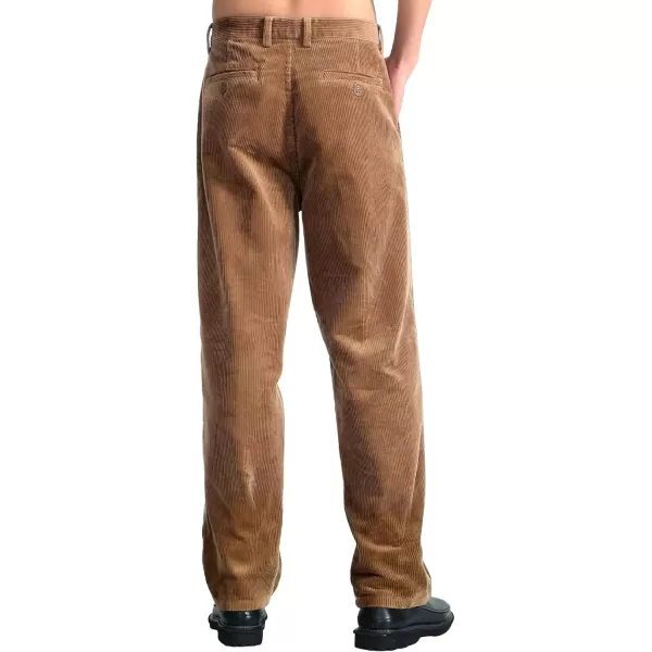 IDEALSANXUN Mens Corduroy Pants Flat Front Straight Leg Casual Pants1camel