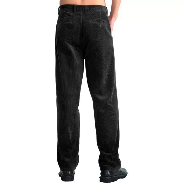 IDEALSANXUN Mens Corduroy Pants Flat Front Straight Leg Casual PantsBlack