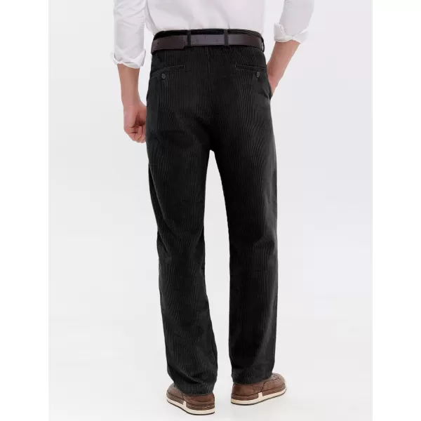 IDEALSANXUN Mens Corduroy Pants Pleated Casual Straght Leg Fall Winter Dress Pant Trouser1black