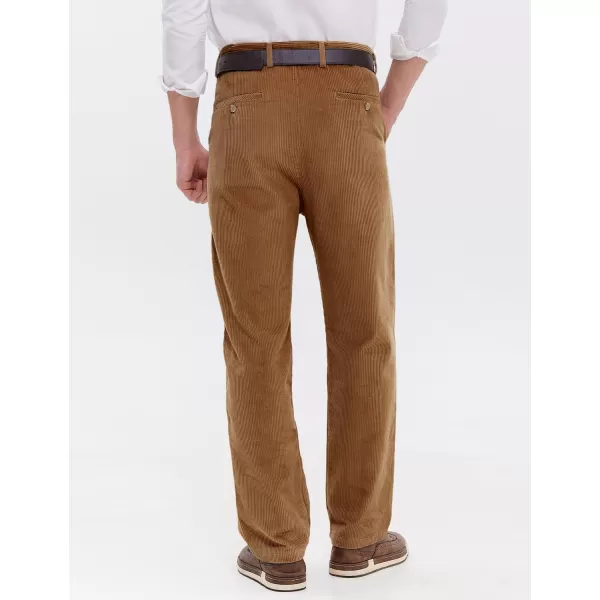 IDEALSANXUN Mens Corduroy Pants Pleated Casual Straght Leg Fall Winter Dress Pant Trouser1brown