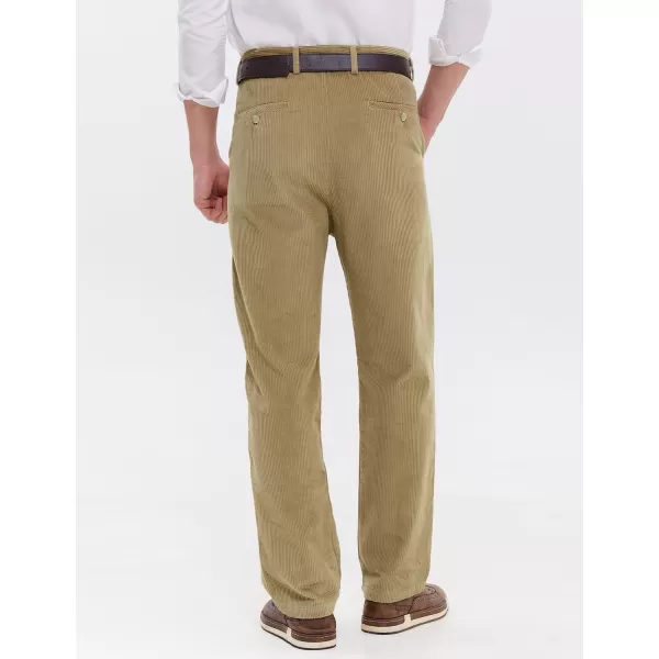 IDEALSANXUN Mens Corduroy Pants Pleated Casual Straght Leg Fall Winter Dress Pant Trouser1khaki