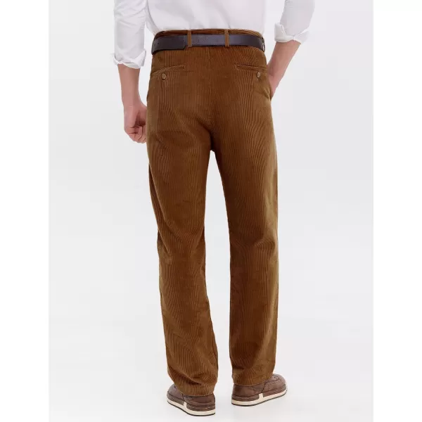 IDEALSANXUN Mens Corduroy Pants Pleated Casual Straght Leg Fall Winter Dress Pant TrouserBrown New