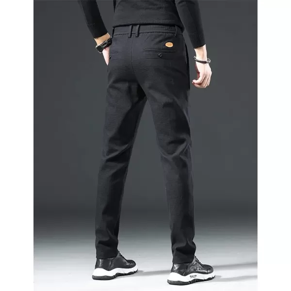 IDEALSANXUN Mens Cotton Pants Slim Fit Stretch Chino Pants Straight Leg Dress PantBlack