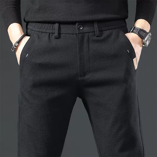 IDEALSANXUN Mens Cotton Pants Slim Fit Stretch Chino Pants Straight Leg Dress PantBlack