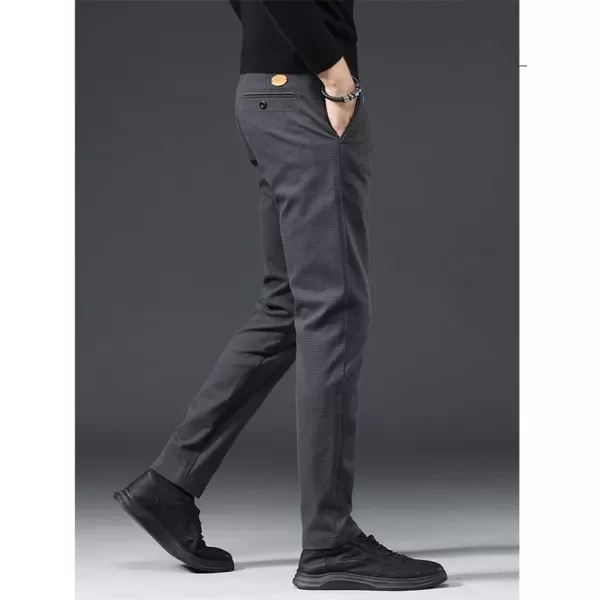 IDEALSANXUN Mens Cotton Pants Slim Fit Stretch Chino Pants Straight Leg Dress PantDark Grey