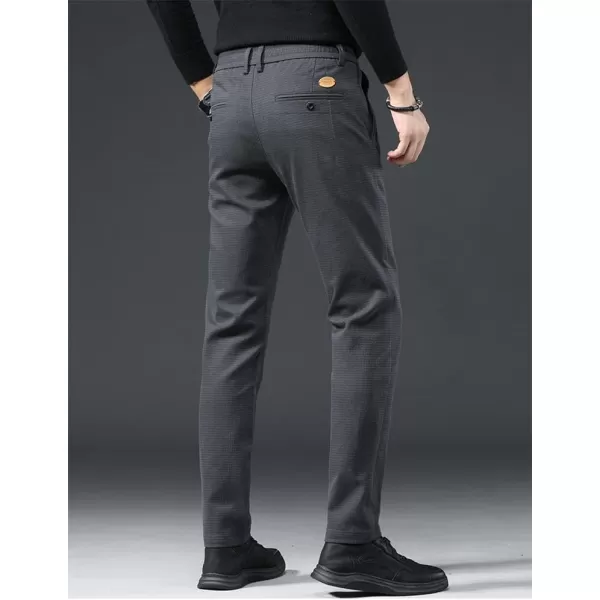 IDEALSANXUN Mens Cotton Pants Slim Fit Stretch Chino Pants Straight Leg Dress PantDark Grey