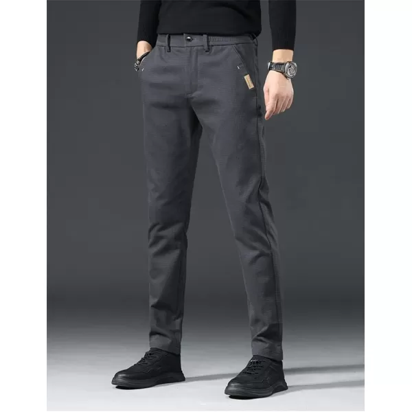 IDEALSANXUN Mens Cotton Pants Slim Fit Stretch Chino Pants Straight Leg Dress PantDark Grey