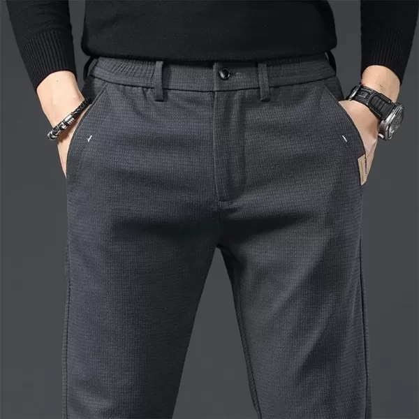 IDEALSANXUN Mens Cotton Pants Slim Fit Stretch Chino Pants Straight Leg Dress PantDark Grey