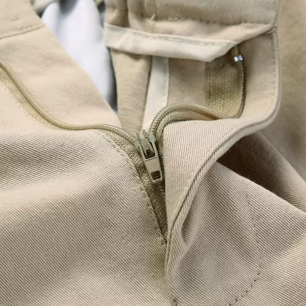 IDEALSANXUN Mens Elastic Waist Casual Relaxed Fit Twill Pants with Zipper and ButtonKhaki