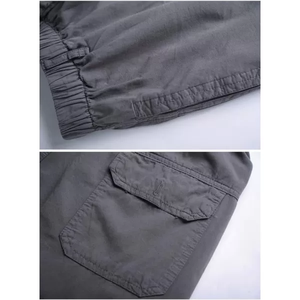 IDEALSANXUN Mens Elastic Waist Loose Pull On Pant Casual Cotton Twill PantsDark Grey