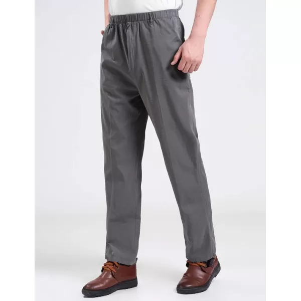 IDEALSANXUN Mens Elastic Waist Loose Pull On Pant Casual Cotton Twill PantsDark Grey