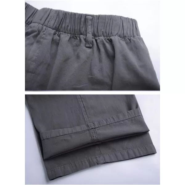 IDEALSANXUN Mens Elastic Waist Loose Pull On Pant Casual Cotton Twill PantsDark Grey
