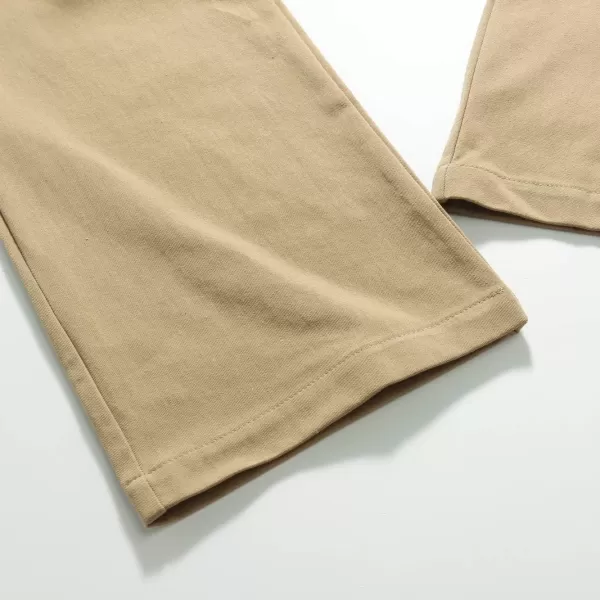 IDEALSANXUN Mens Elastic Waist Pants Mock Fly Loose Fit Casual Twill Pant TrouserDark Khaki