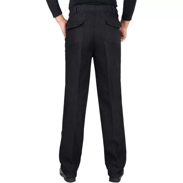 IDEALSANXUN Mens Fleece Lined Corduroy Pants Winter Casual PantsBlack