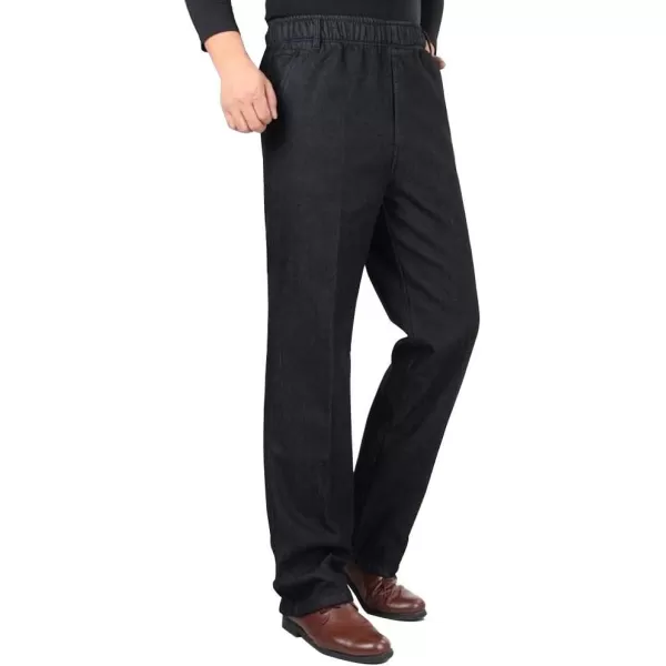 IDEALSANXUN Mens Fleece Lined Corduroy Pants Winter Casual PantsBlack