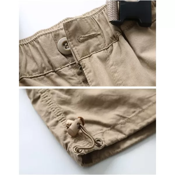 IDEALSANXUN Mens Long Cargo Shorts Cotton Below Knee Shorts Casual Baggy Hiking Summer ShortsKhaki