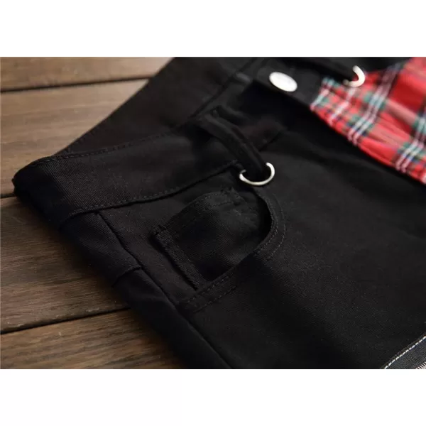 IDEALSANXUN Mens Printed Pattern Biker Jeans Ripped Slim Denim PantsBlack 5501