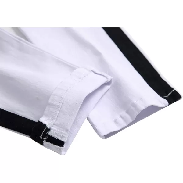 IDEALSANXUN Mens Printed Pattern Biker Jeans Ripped Slim Denim PantsWhite 103Stretch