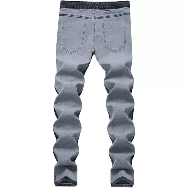 IDEALSANXUN Mens Skinny Stretchy Tight Jeans Slim Moto Biker Denim PantsGrey