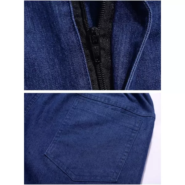 IDEALSANXUN Mens Thin Jeans Elastic Waist Loose Fit Denim PantsDark Blue