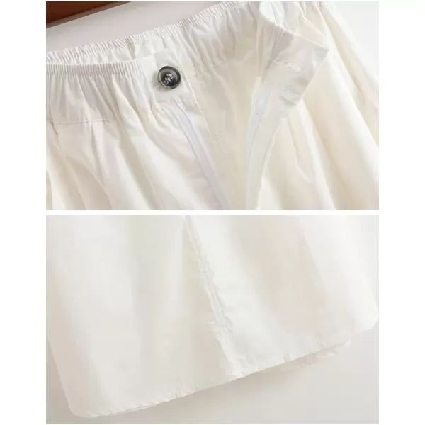 IDEALSANXUN Midi Skirts for Women Trendy Casual High Waisted A Line Long SkirtWhite