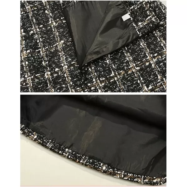 IDEALSANXUN Mini Skirts for Women Trendy High Waisted Fall Winter Tweed Short Skirt Bodycon Plaid SkirtBlack