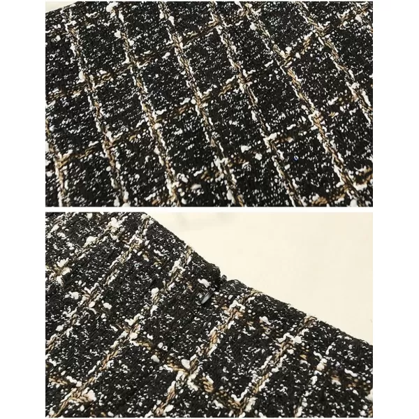 IDEALSANXUN Mini Skirts for Women Trendy High Waisted Fall Winter Tweed Short Skirt Bodycon Plaid SkirtBlack