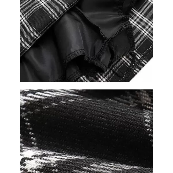 IDEALSANXUN Plaid Mini Skirt for Women High Wisted A Line Fall Winter 2023 Short SkirtBlack