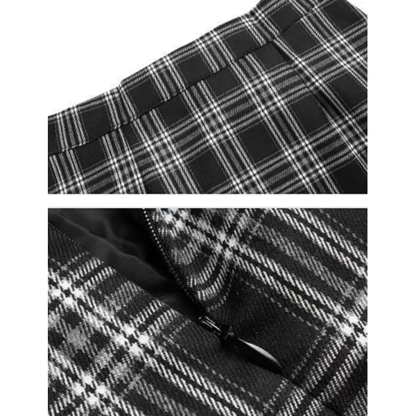 IDEALSANXUN Plaid Mini Skirt for Women High Wisted A Line Fall Winter 2023 Short SkirtBlack